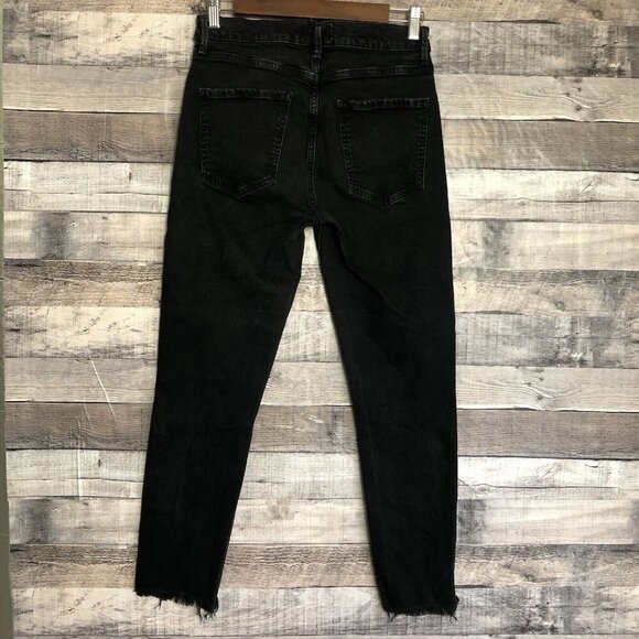 Agolde Feel Good Black Skinny Jeans Distressed Raw Hem Womens Size 28 - Picture 2 of 10